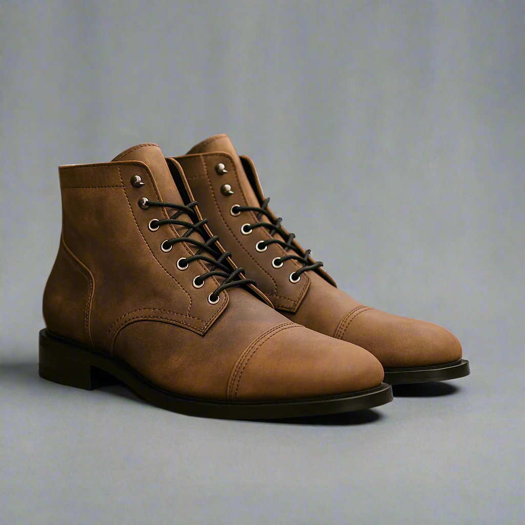 Structured Leather Lace Boots-The Boston Boots