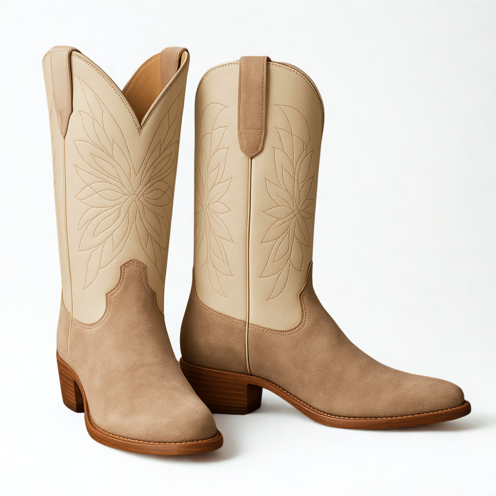 The Annie Two Tone Suede Cowgirl Boot-The Boston Boots