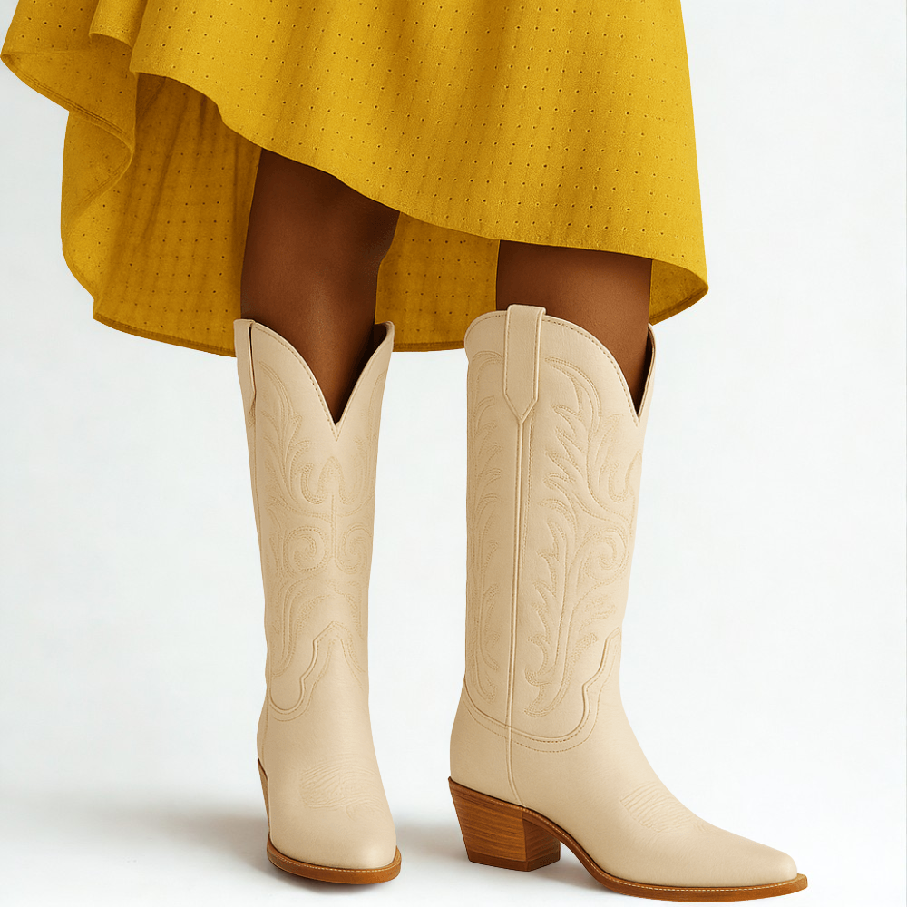 The Annie Cowgirl Western Boots With Embroidered Shaft-The Boston Boots