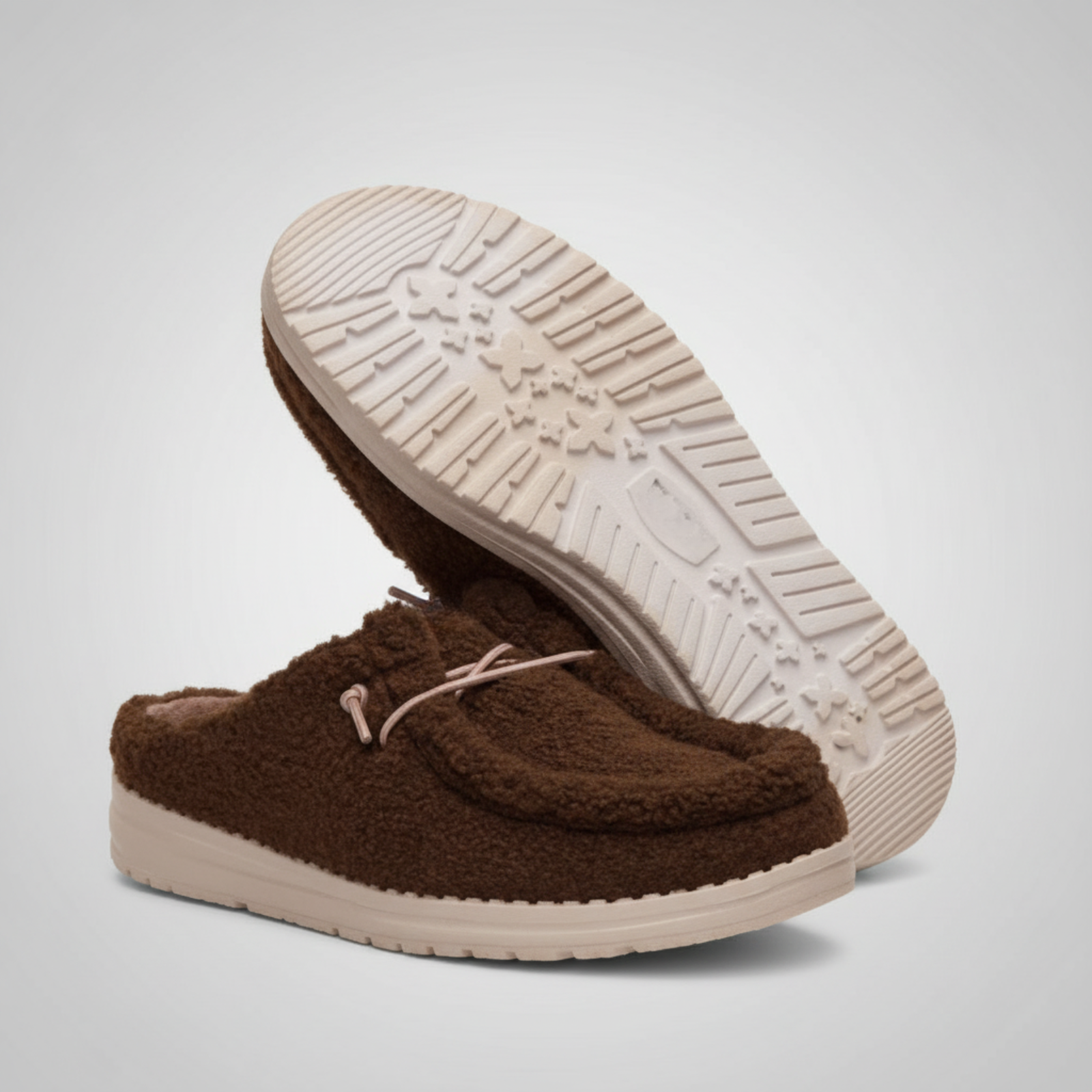 Warm Brown Sherpa Casual Comfortable Shoes