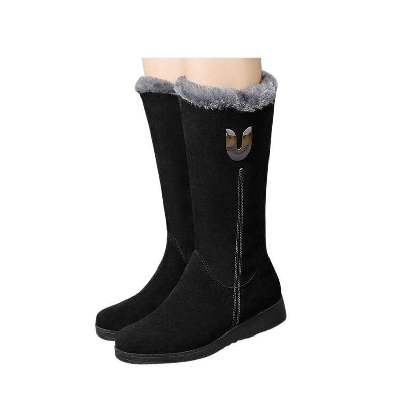 Women Mid-Calf Plush Motorcycle Boots - The Boston Boots