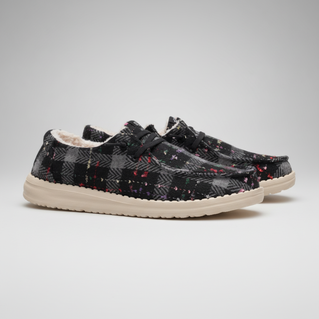 Confetti Plaid Design Lightweight Casual Shoes