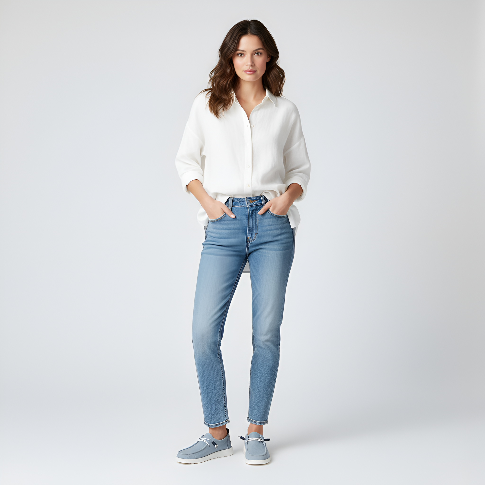 Casual Chambray Low Top Walking Shoes For Women