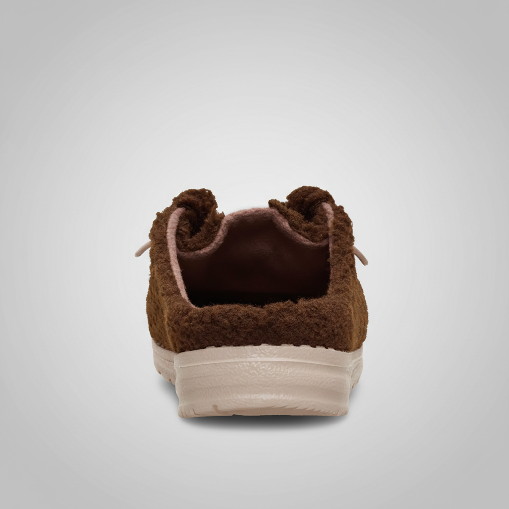 Warm Brown Sherpa Casual Comfortable Shoes