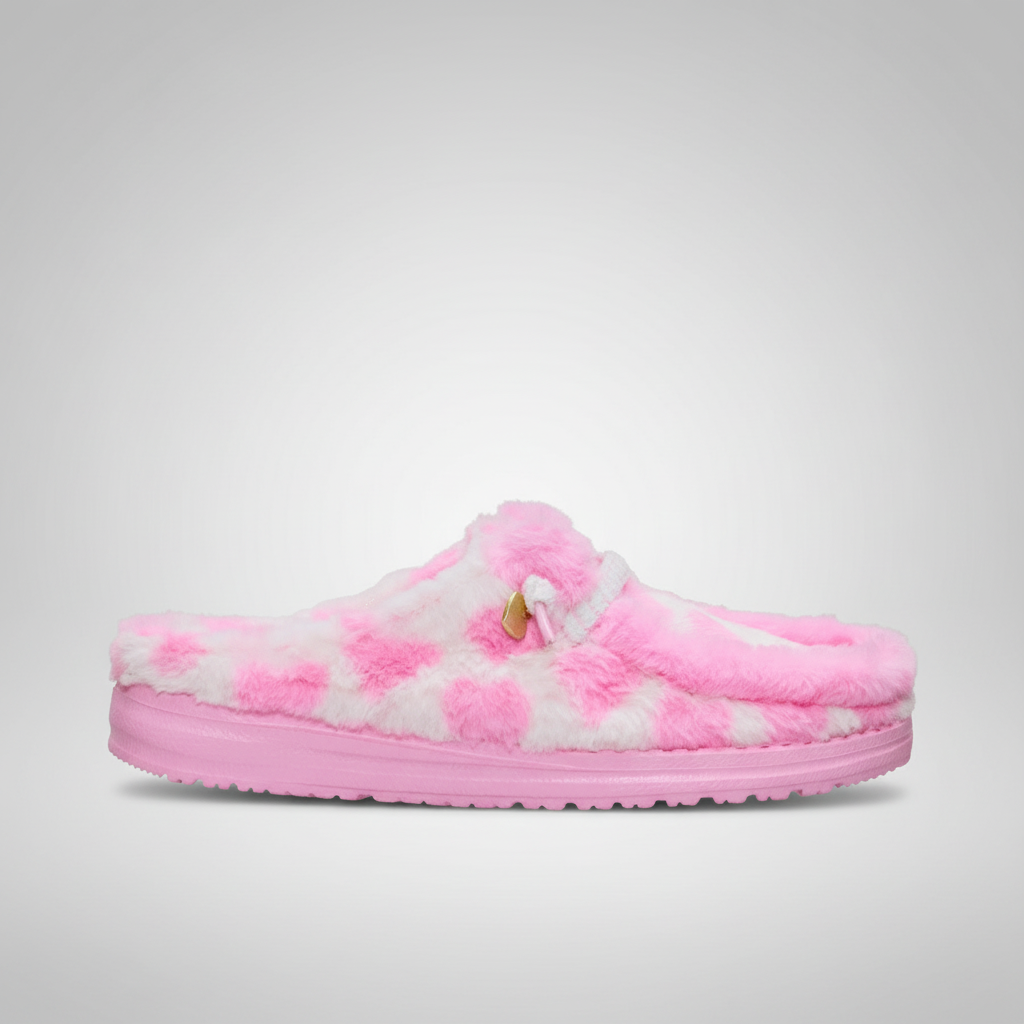 Wendy Printed Faux Shearling Slip On Slippers