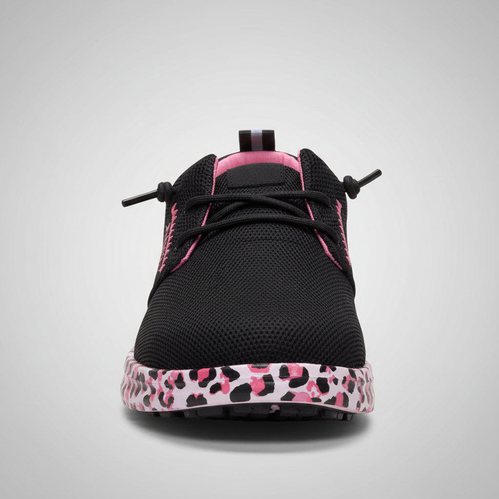 Work Mesh Lace Shoes Leopard For Women