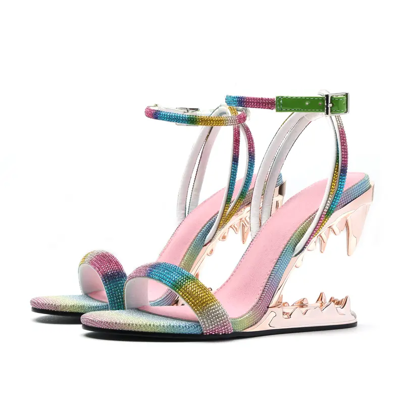 Rhinestone Strap Slip On Sandals for Party and Special Occasion Wear for Women