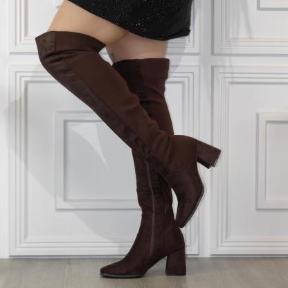 High Plain Suede Boots With Comfortable Fit For Women