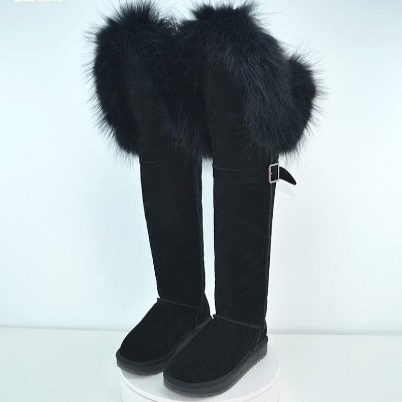 Suede Leather Natural Winter Snow Boots - The Boston Boots