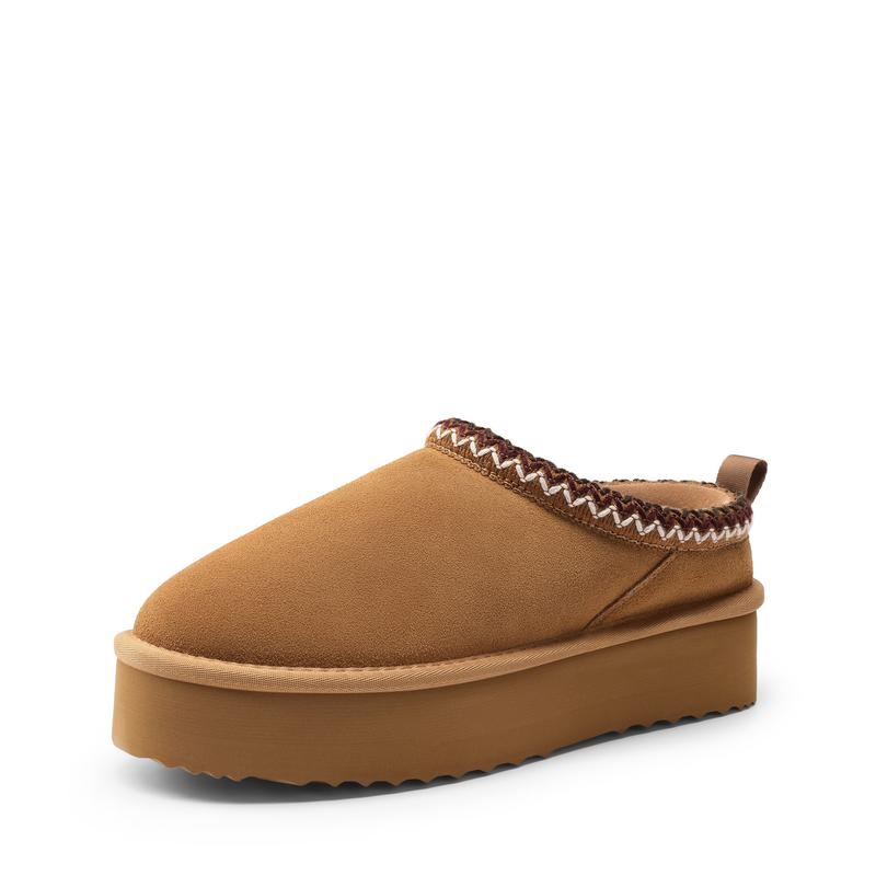 Casual Suede Platform Faux Fur Slippers For Women