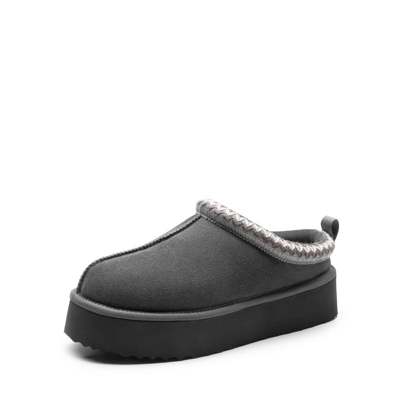 Casual Suede Platform Faux Fur Slippers For Women