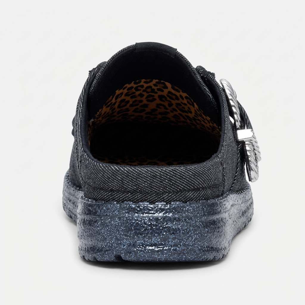 Wendy Slip Buckle Denim Mule Shoe