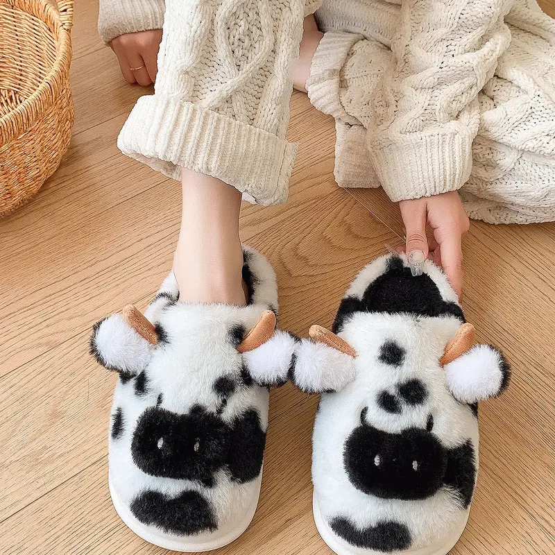 Cartoon Cow Themed Slippers For Men And Women