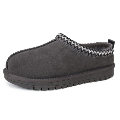 Mini Platform Suede Slippers For Women With Fur Lining