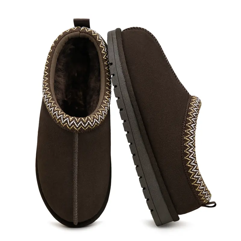Cuff Booties Cozy Fur Lined Warm Winter Shoes For Women
