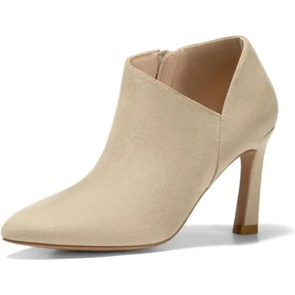 Stylish Pointed Suede Boots With Zipper For Women