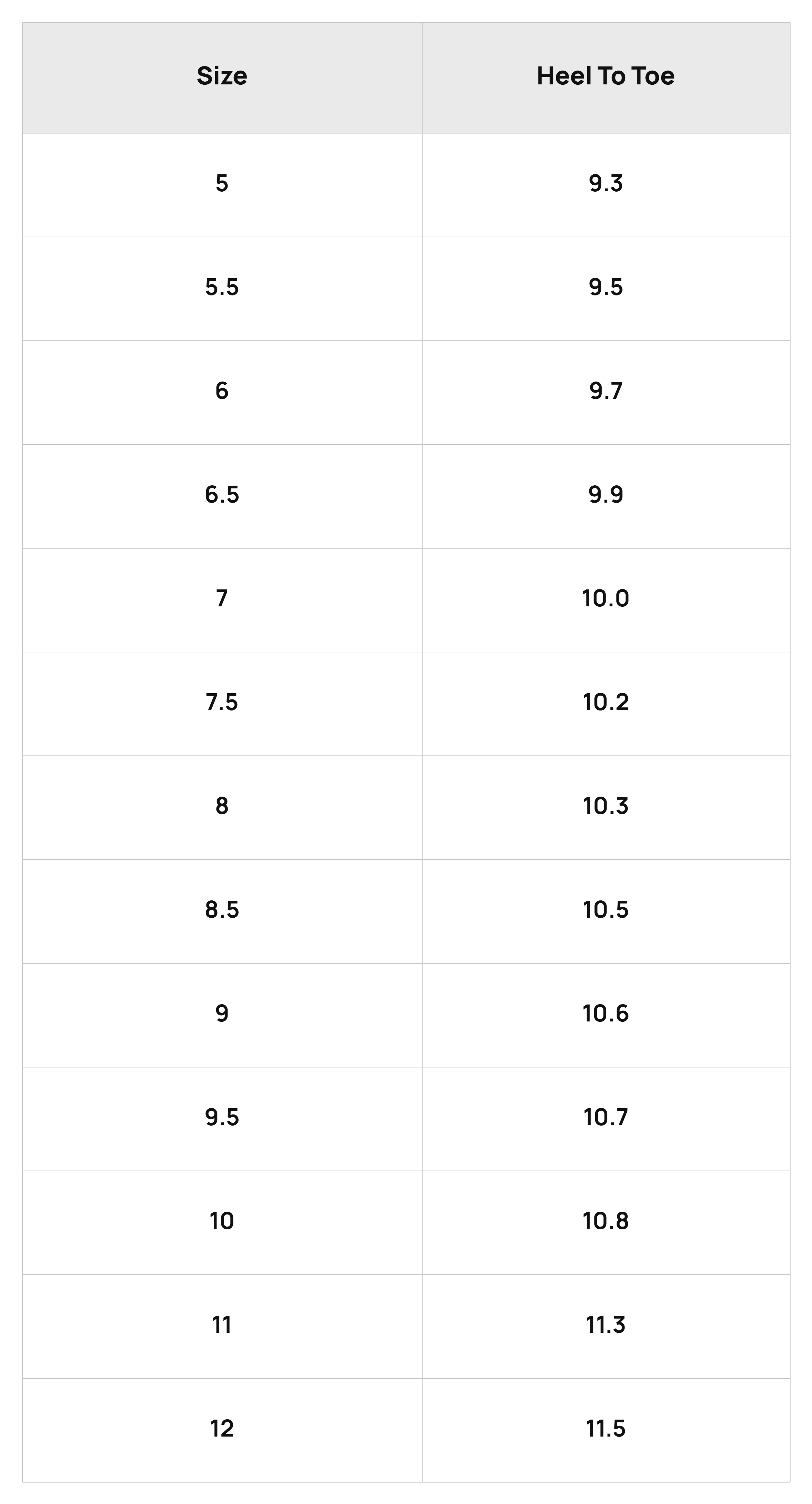 Size Chart