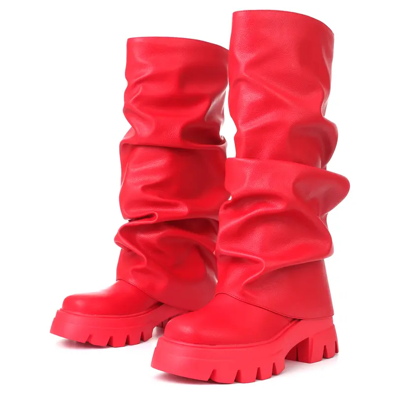 Casual Slouchy Long Chunky Platform Boots For Women