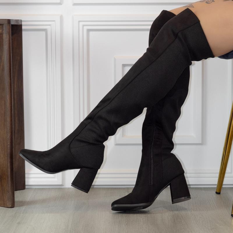 High Plain Suede Boots With Comfortable Fit For Women