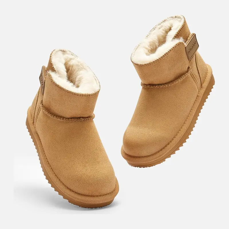 Cuff Booties With Soft Plush Lining Water Resistant Grip For Kids