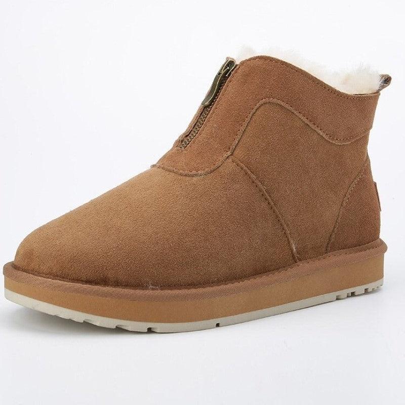 Waterproof Short Ankle Snow Boots With Zipper - The Boston Boots