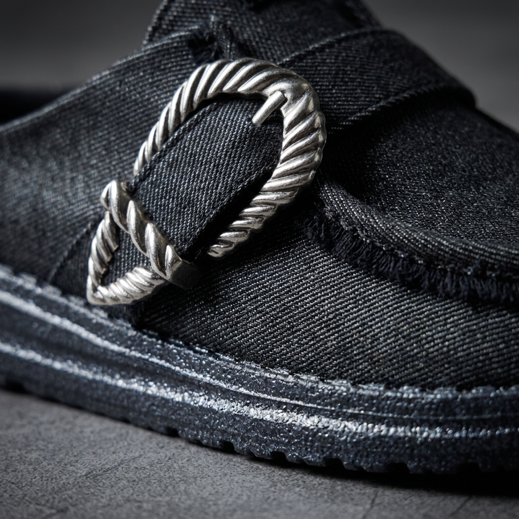 Wendy Slip Buckle Denim Mule Shoe