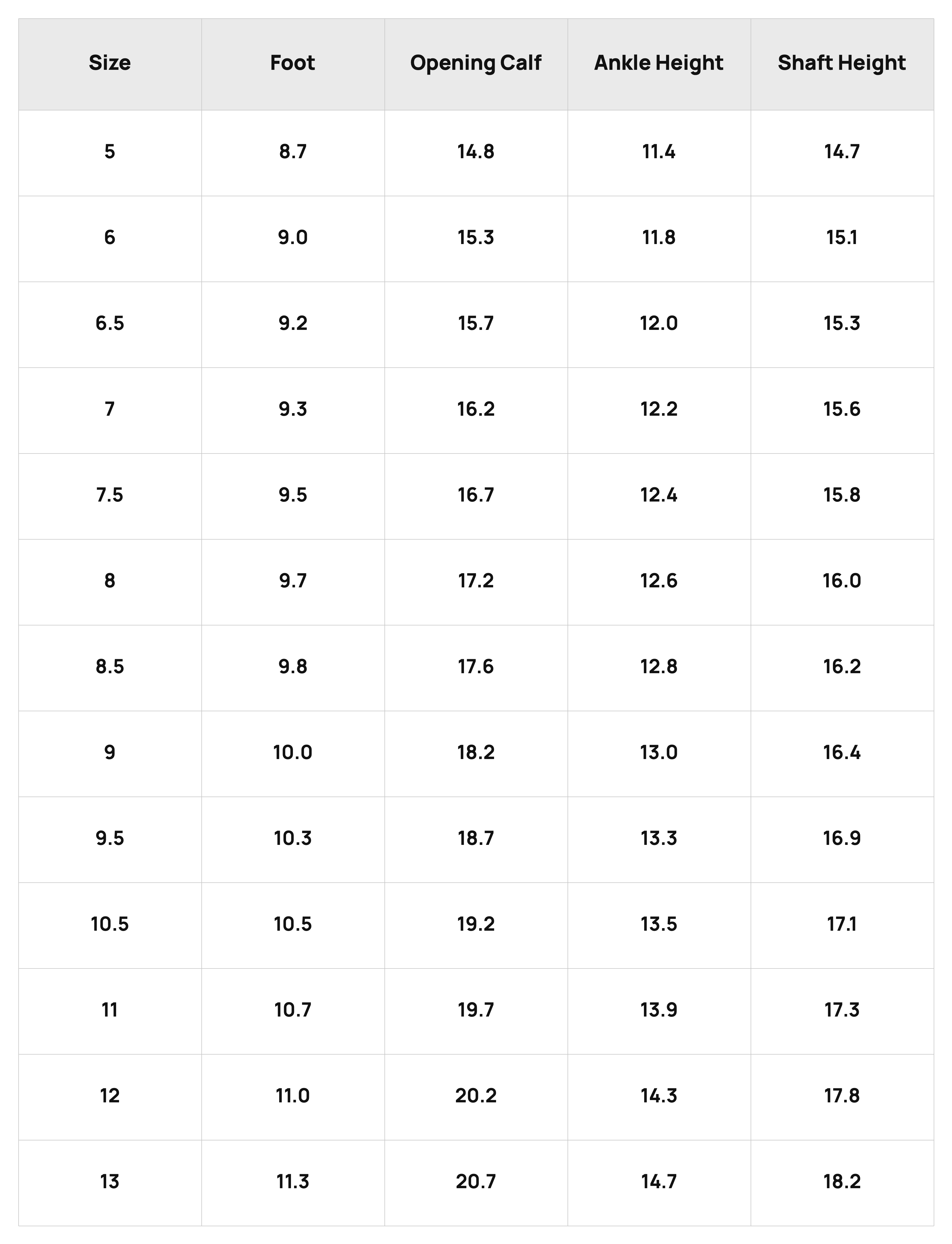 Size Chart