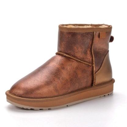 Waterproof Leather Natural Fur Lined Short Winter Snow Boot - The Boston Boots