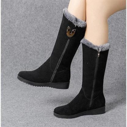 Women Mid-Calf Plush Motorcycle Boots - The Boston Boots