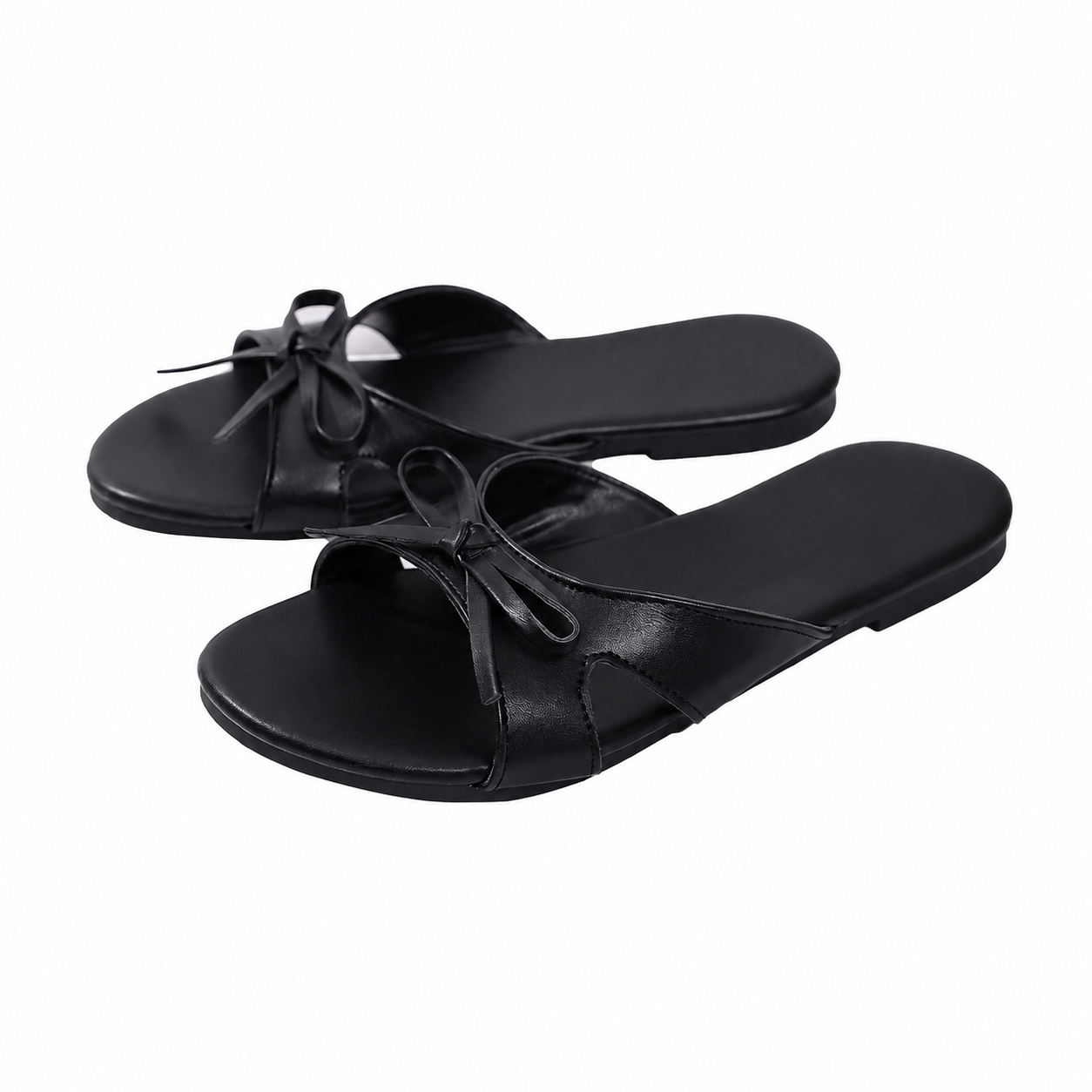 Elegant Bow Square Flat Slip On Sandals For Women Summer Wear