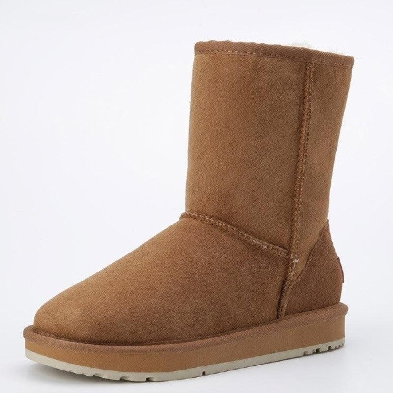 Winter Wool Fur Leather Snow Boots - The Boston Boots