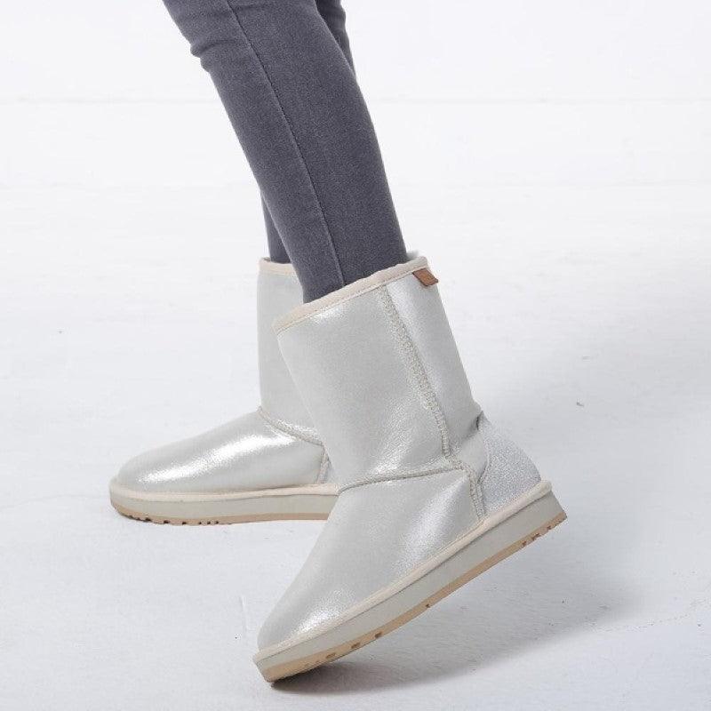 Natural Fur Lined White Casual Winter Snow Boots - The Boston Boots