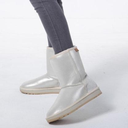 Natural Fur Lined White Casual Winter Snow Boots - The Boston Boots