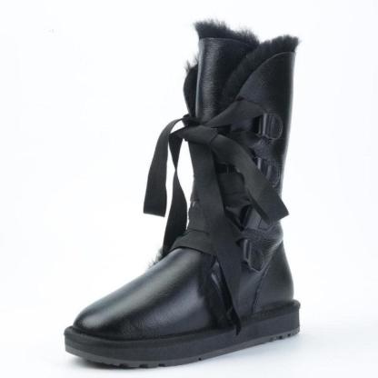 Women High Winter Lace Up Strap Snow Boots - The Boston Boots