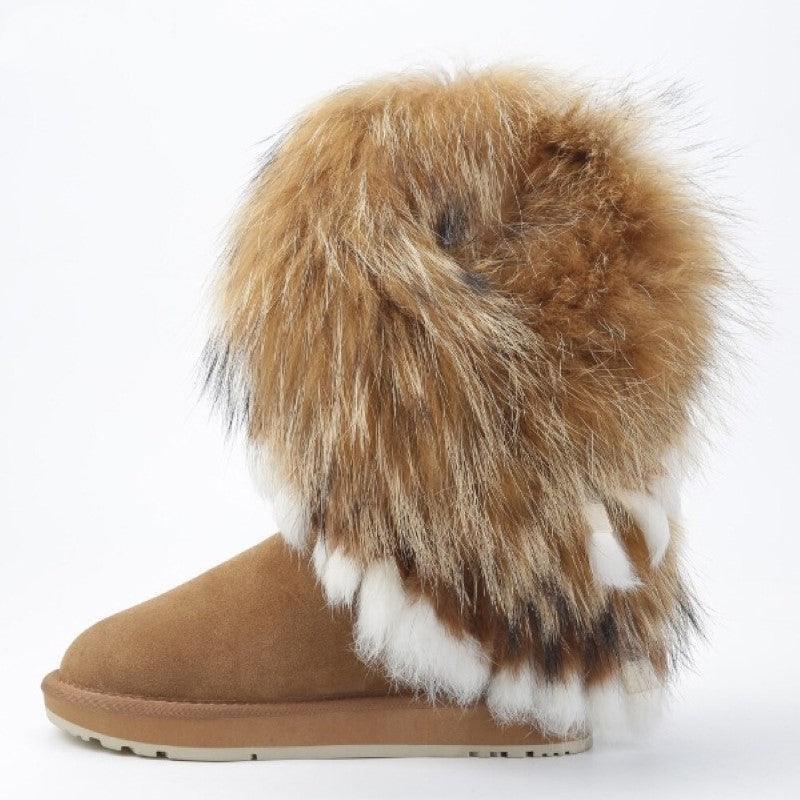 Woman Leather Warm Snow Boots - The Boston Boots