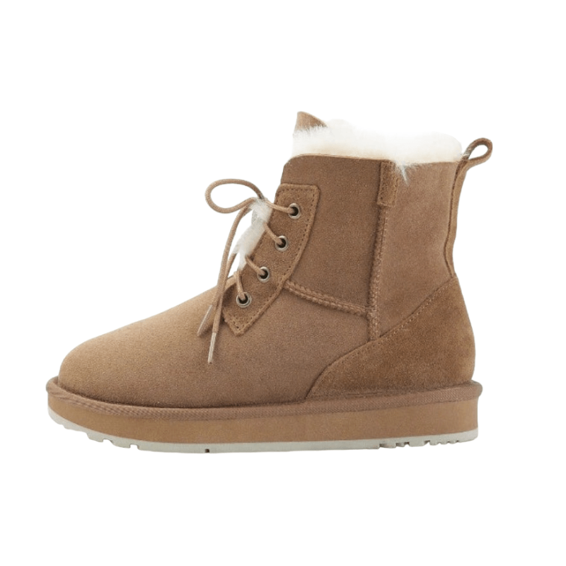 Leather Natural Wool Lined Casual Snow Boots - The Boston Boots
