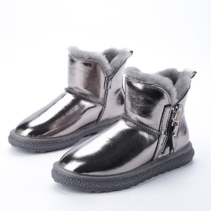 Natural Fur Lined Real Leather Snow Boots - The Boston Boots
