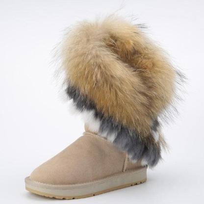 Woman Leather Warm Snow Boots - The Boston Boots