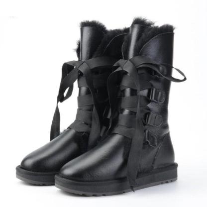Women High Winter Lace Up Strap Snow Boots - The Boston Boots