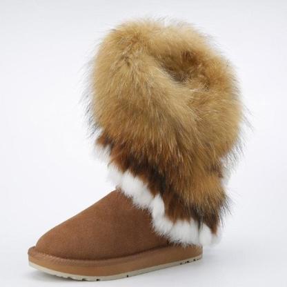 Woman Leather Warm Snow Boots - The Boston Boots