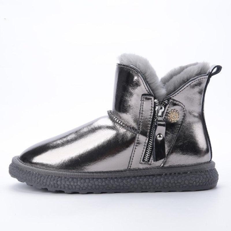 Natural Fur Lined Real Leather Snow Boots - The Boston Boots
