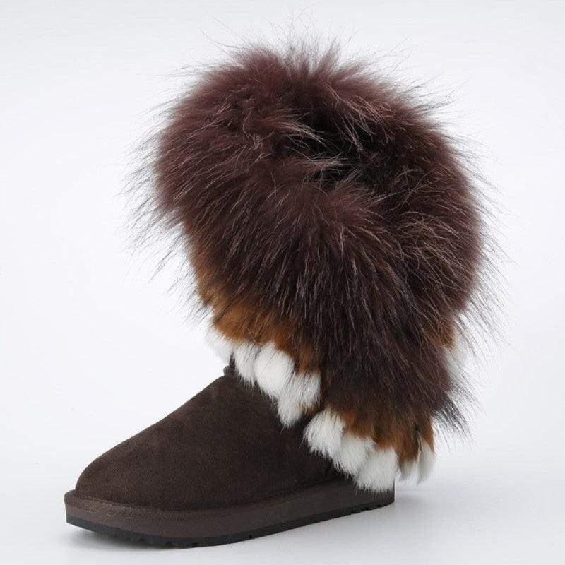 Woman Leather Warm Snow Boots - The Boston Boots