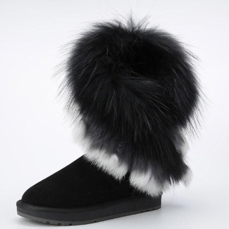 Woman Leather Warm Snow Boots - The Boston Boots