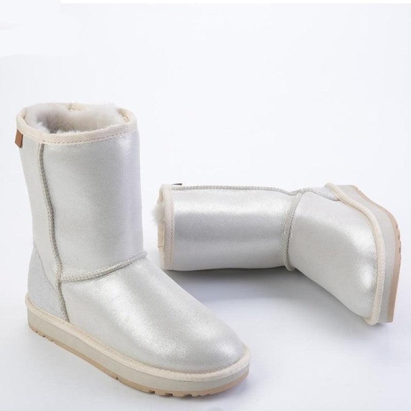 Natural Fur Lined White Casual Winter Snow Boots - The Boston Boots