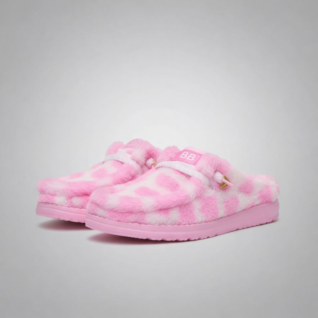 Wendy Printed Faux Shearling Slip On Slippers