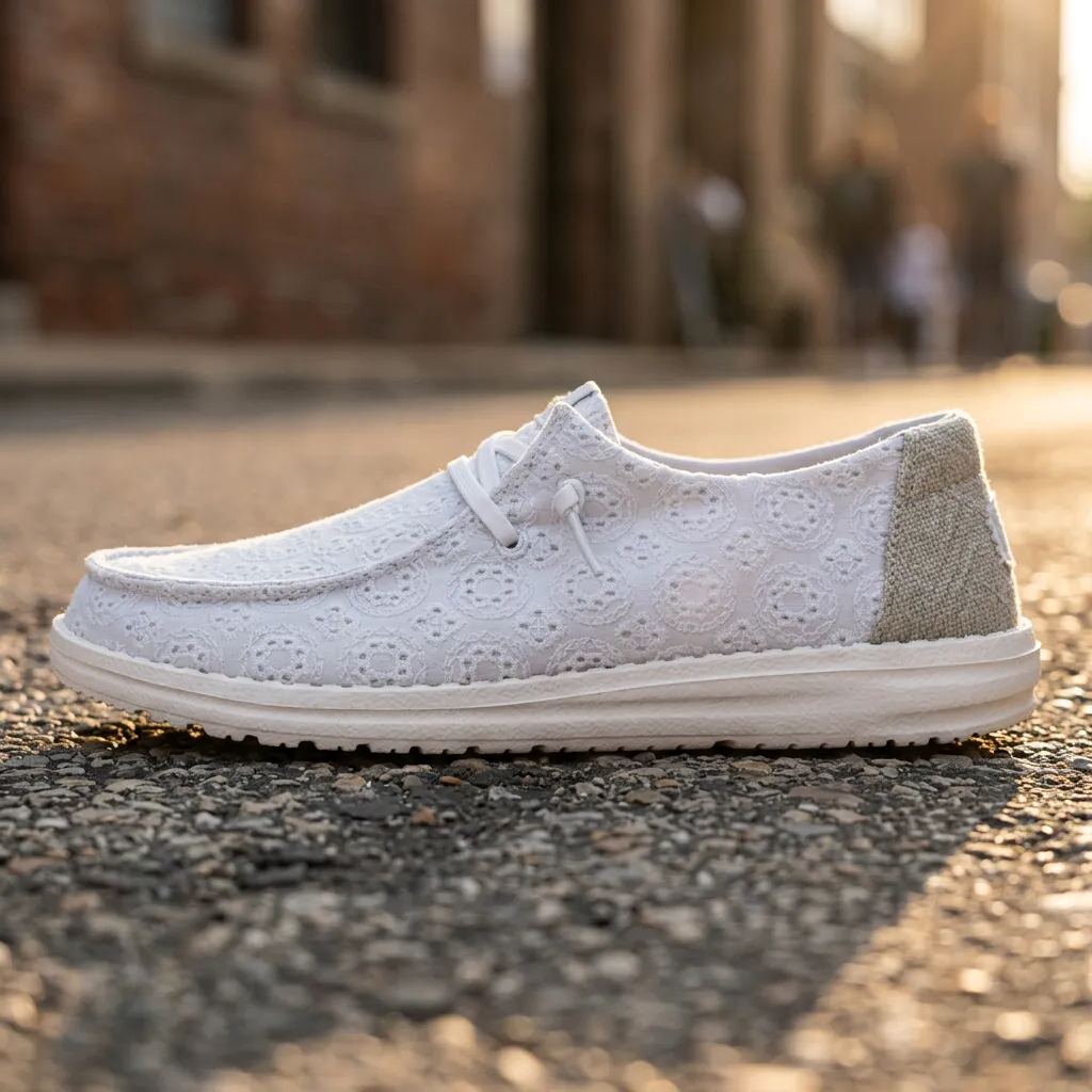 Eyelet Lace Casual Slip On Shoes For Women
