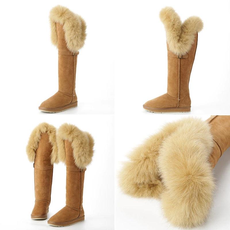 Over The Knee Winter Warm Shoes Plush Slip On Footwear-The Boston Boots