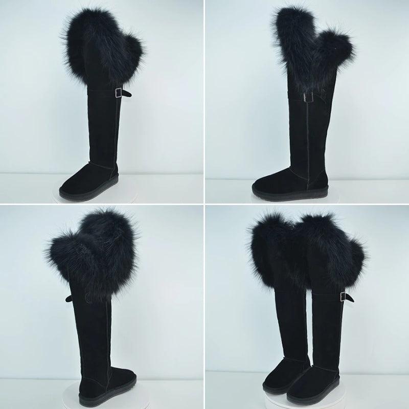 Over The Knee Winter Warm Shoes Plush Slip On Footwear-The Boston Boots