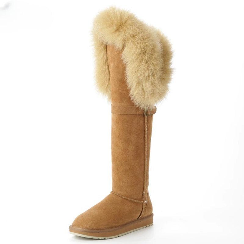 Over The Knee Winter Warm Shoes Plush Slip On Footwear-The Boston Boots