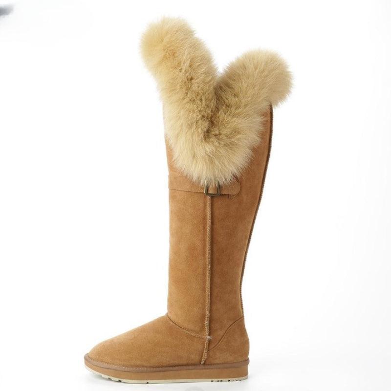 Over The Knee Winter Warm Shoes Plush Slip On Footwear-The Boston Boots